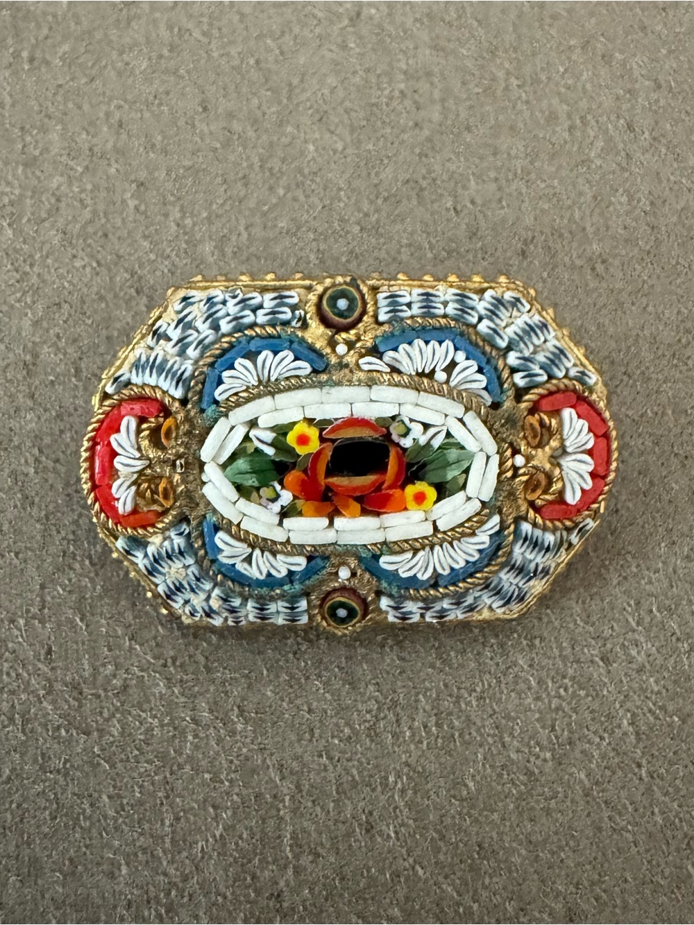 Vintage Micro-Mosaic Floral Brooch Made in Italy